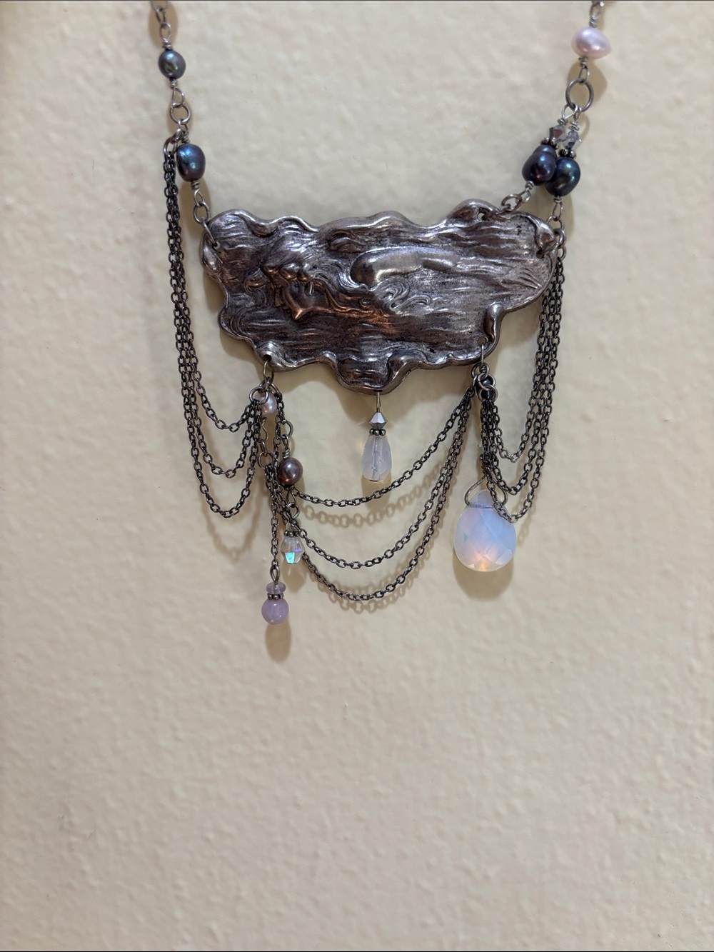 Unique silver statement necklace